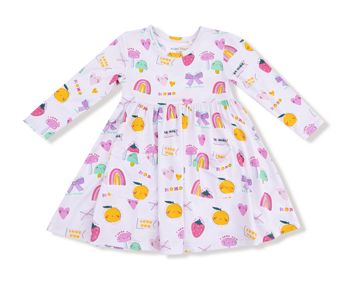 Angel Dear My Funny Valentine Pink Twirly L/S Dress