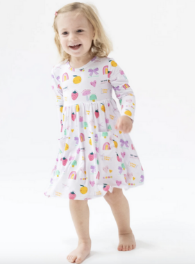 Angel Dear My Funny Valentine Pink Twirly L/S Dress