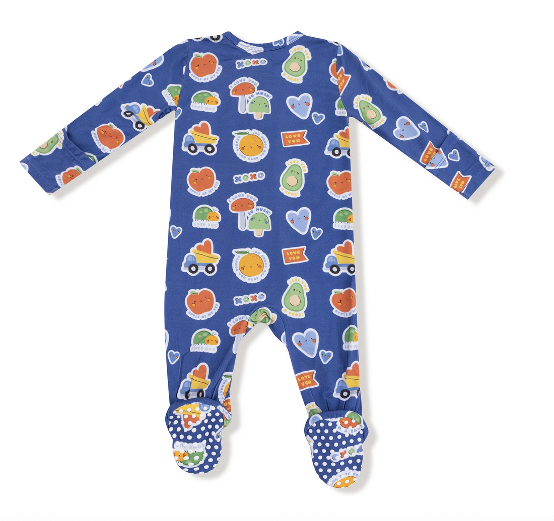 Angel Dear My Funny Valentine Blue 2 Way Zip Footie