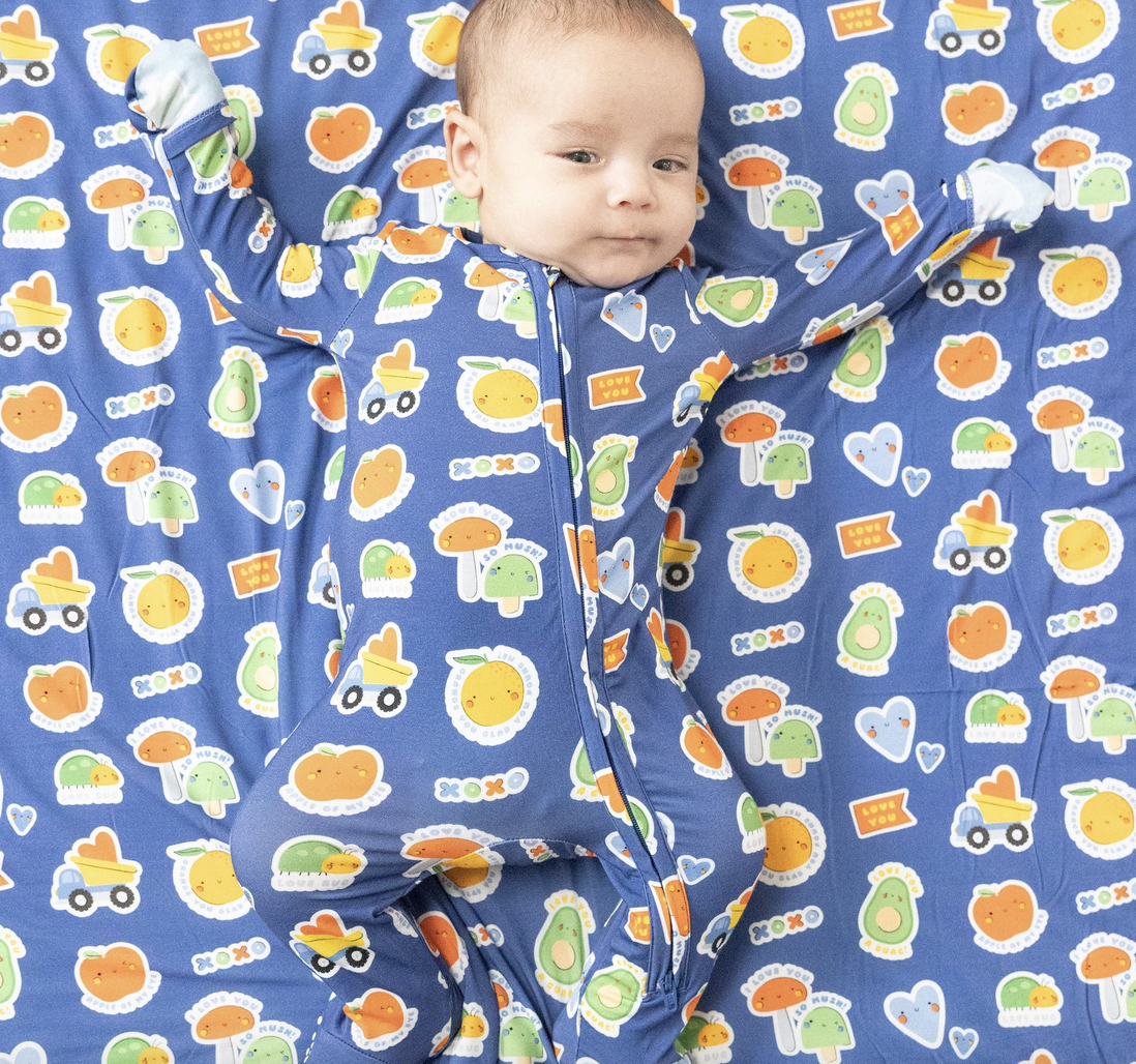 Angel Dear My Funny Valentine Blue 2 Way Zip Footie