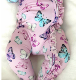 Lev Baby Julia Ruffle Zip Footie Butterflies