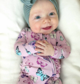 Lev Baby Julia Ruffle Zip Footie Butterflies