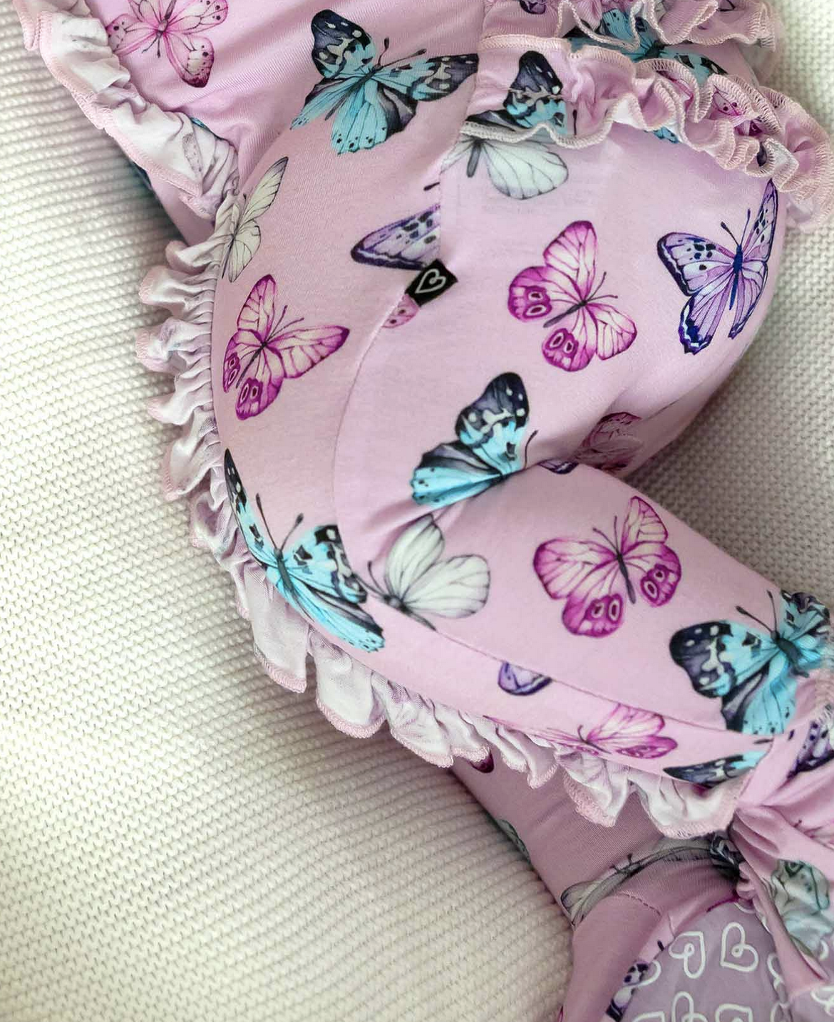 Lev Baby Julia Ruffle Zip Footie Butterflies