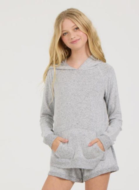Ocean Drive Kids Hacci Hoodie-Grey