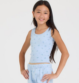 Ocean Drive Kids Blue Floral Print Ribbed Tank