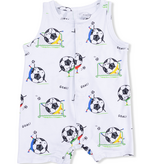 Angel Dear Soccer Balls Playing Soccer Blue Shortie Romper