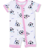 Angel Dear Soccer Balls Playing Soccer Pink - Shortie  Romper