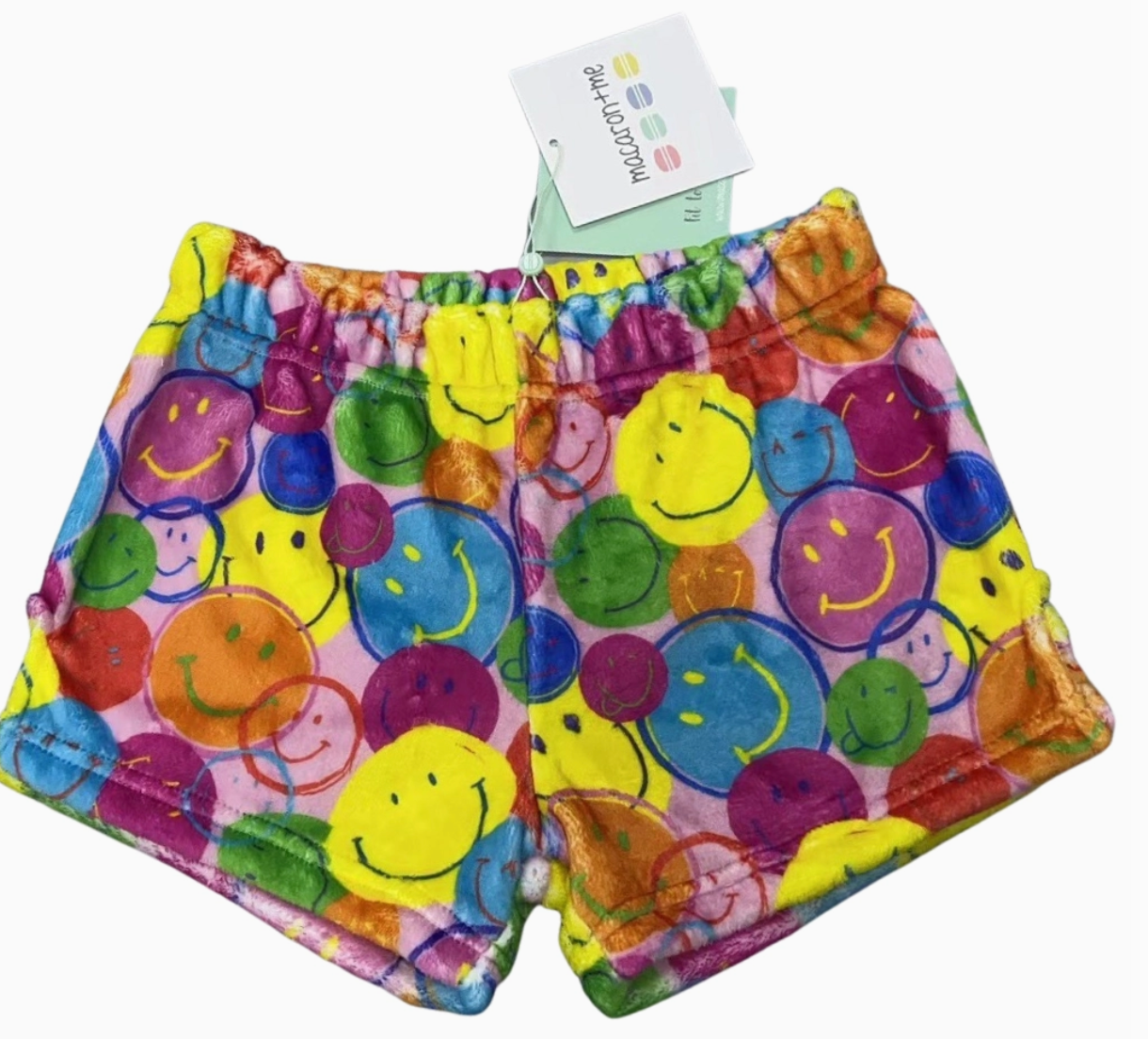 Macaron + Me Plush Shorts-Neon Smiles