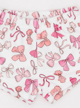 Macaron + Me Plush Shorts-Pink Bows