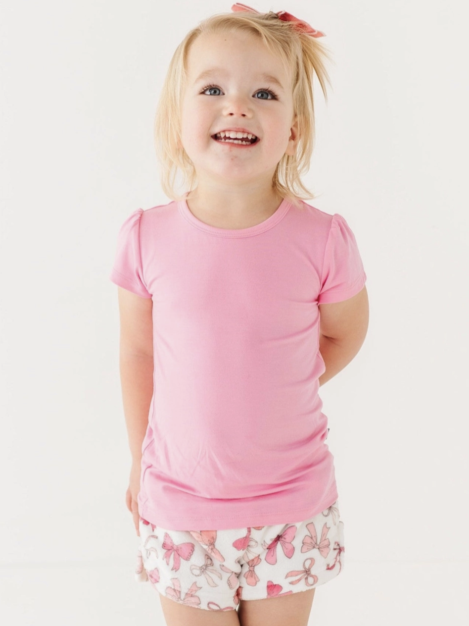 Macaron + Me Plush Shorts-Pink Bows