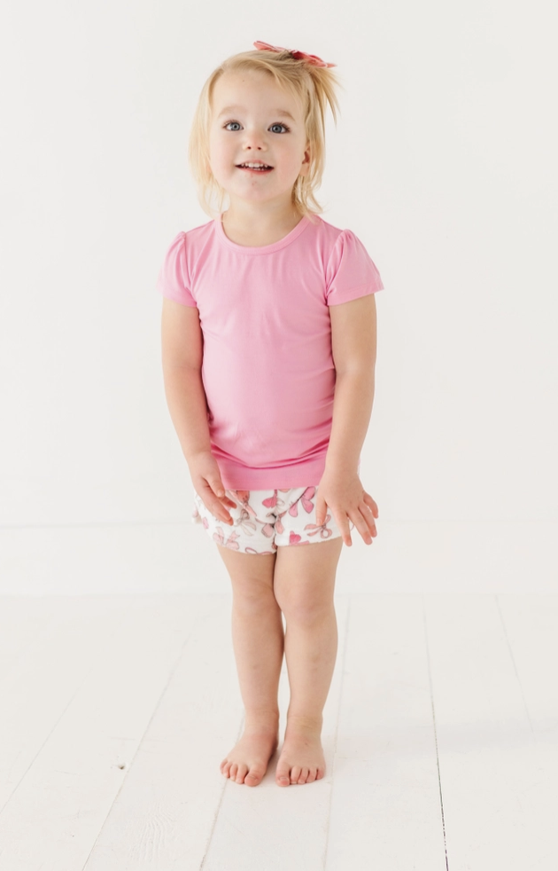 Macaron + Me Little Girls Cap Tee-Pink