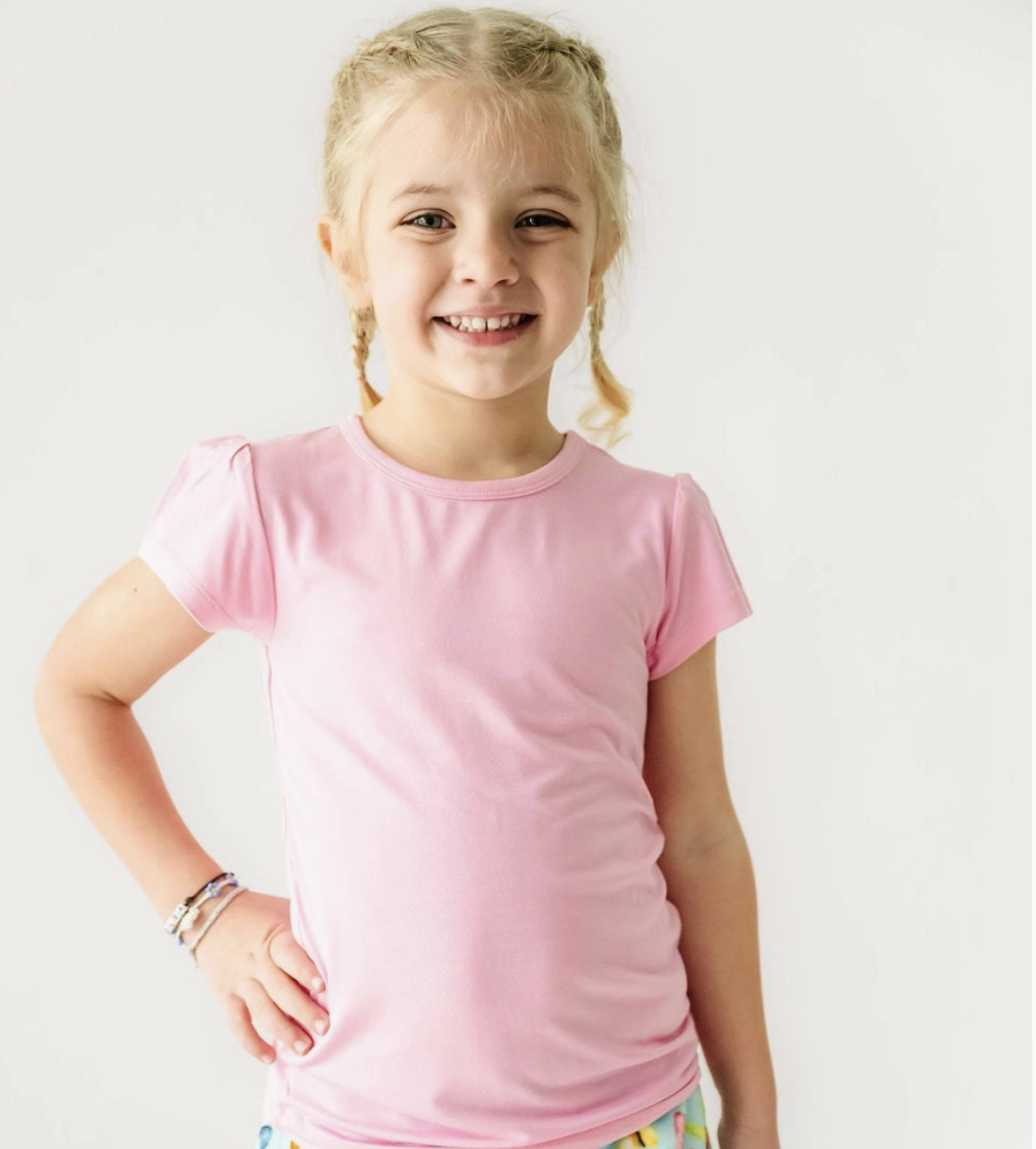 Macaron + Me Little Girls Cap Tee-Pink