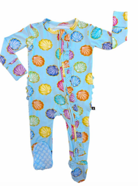 Lev Baby Jenna Ruffled Zippered Footie Seashells