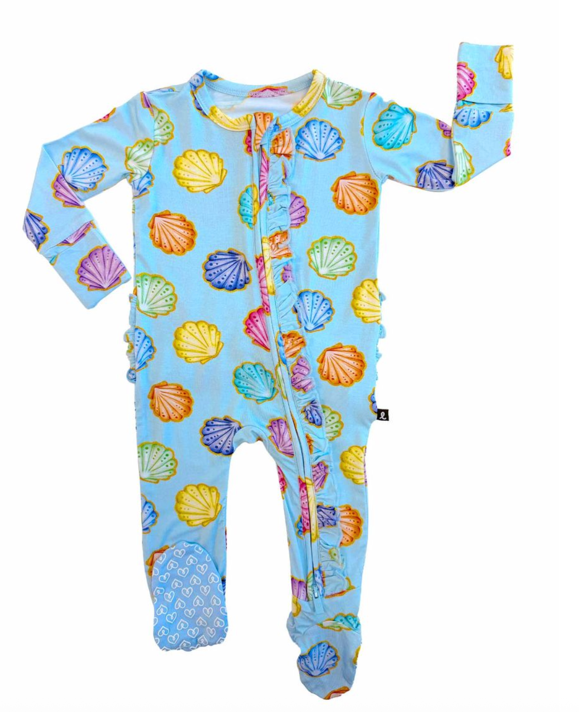 Lev Baby Jenna Ruffled Zippered Footie Seashells