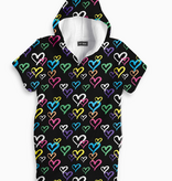 Top Trenz Graffiti Heart Fuzzy Romper