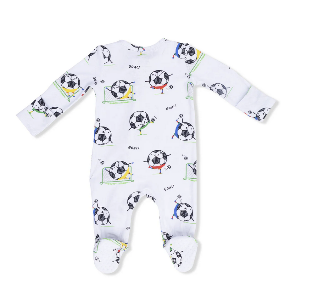 Angel Dear Soccer Balls Playing Soccer Blue 2 Way Zipper Footie