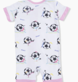 Angel Dear Soccer Balls Playing Soccer Pink - Shortie  Romper