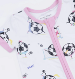 Angel Dear Soccer Balls Playing Soccer Pink - Shortie  Romper