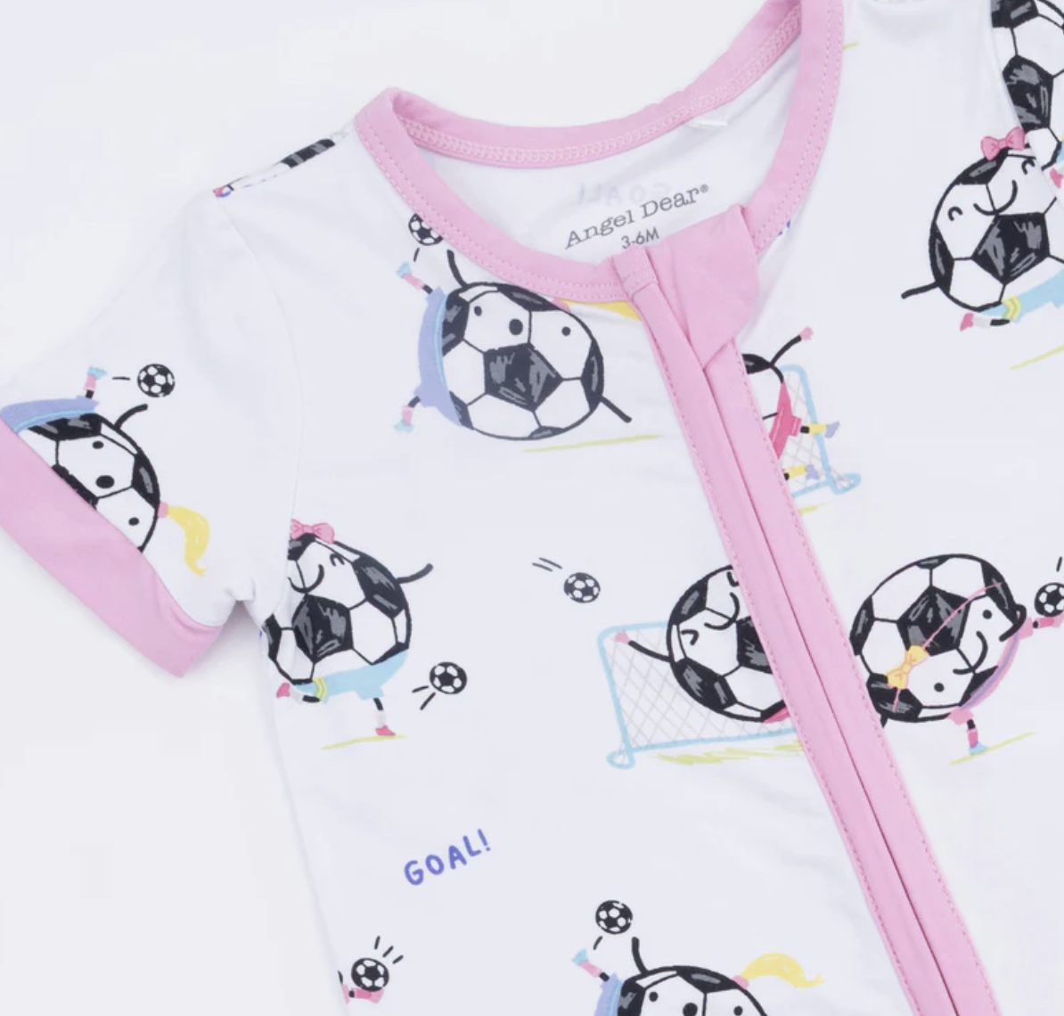 Angel Dear Soccer Balls Playing Soccer Pink - Shortie  Romper
