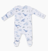 Angel Dear Watercolor Blue Whales 2 Way Zipper Footie