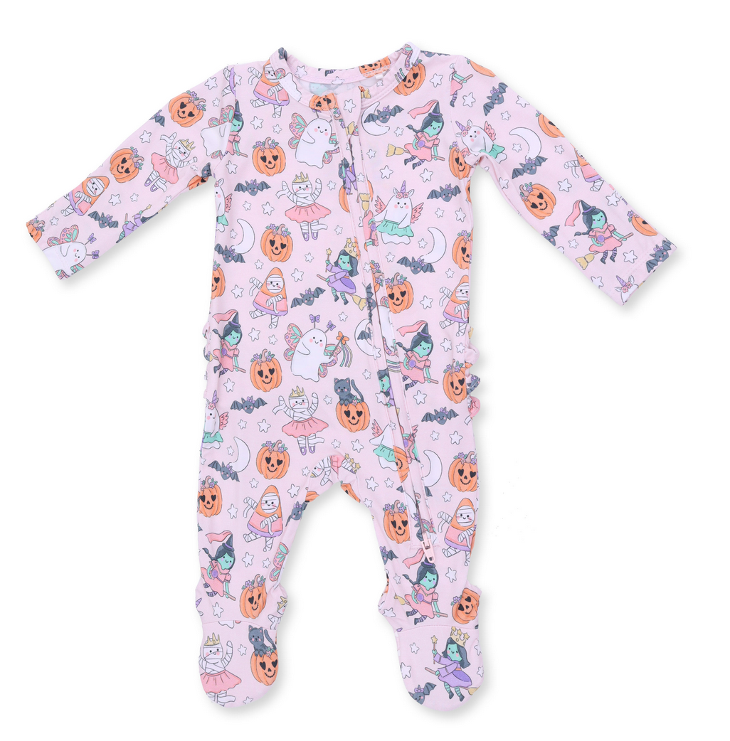 Angel Dear Halloween Monster Dress Up Pink Zipper Footie