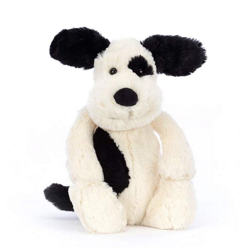Jellycat Bashful Rufferty Black & Cream Puppy Origina (MED) BAS3BCP