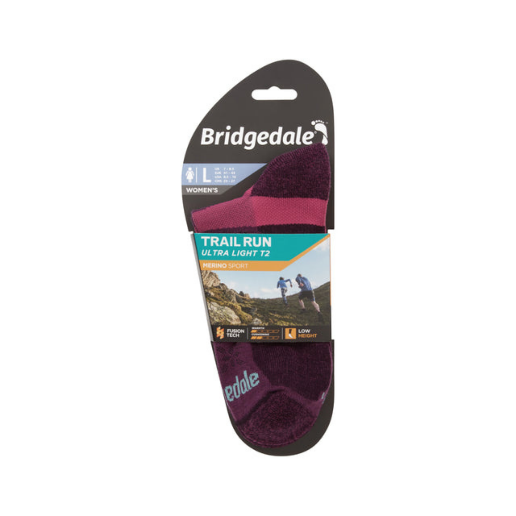 Bridgedale Socks Trail Run Ultralight Low Merino WMS Damson 710204 195