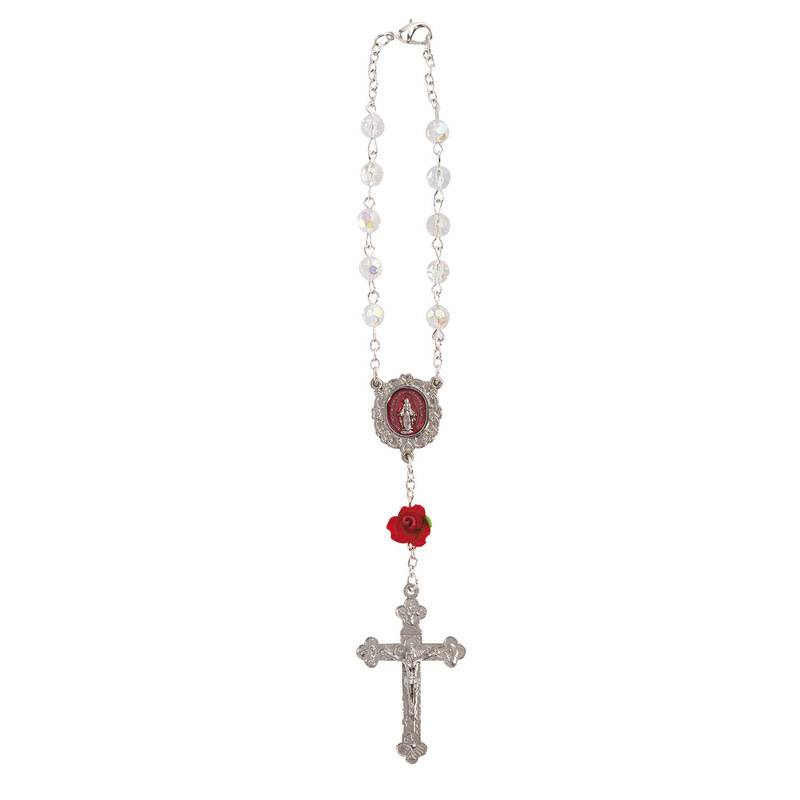 Red Miraculous Rose Auto Rosary