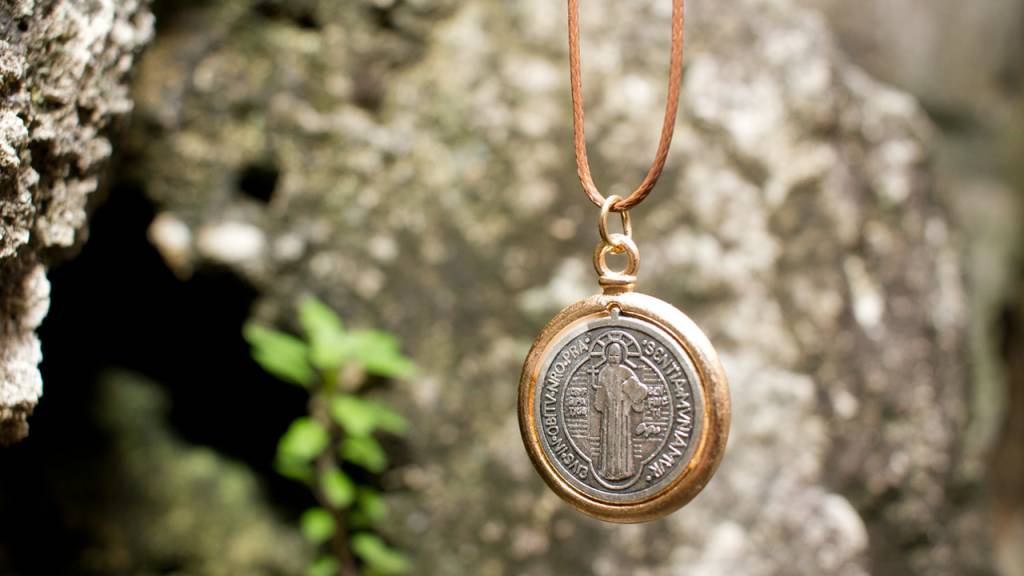 Two-Tone St. Benedict Pendant w/Cord