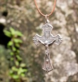 1.75" Flared Crucifix Metal Pendant w/cord