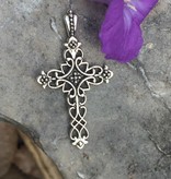 Fleur De Lis Metal Cross Pendant
