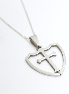 Stainless Steel Shield w/Cross Pendant