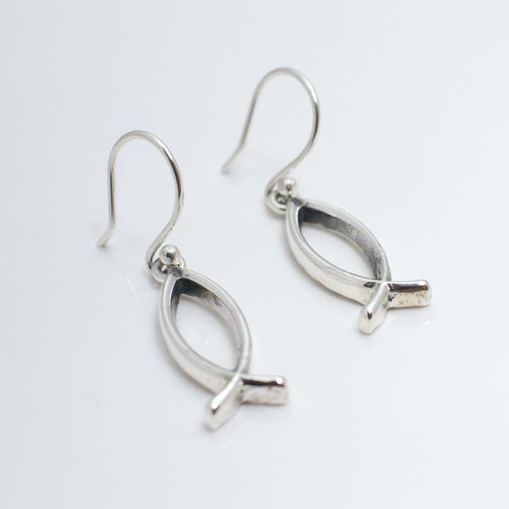 Open Ichthus SS Earrings