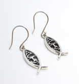 ACTS Vertical Ichthus Sterling Silver Earrings