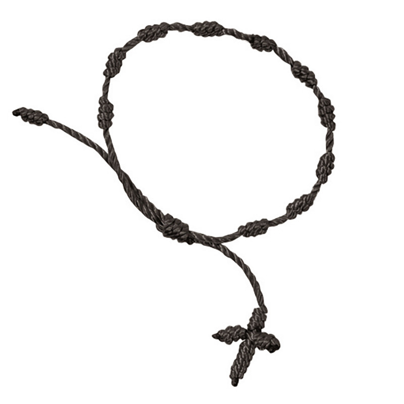 String Knotted Cord Rosary, black