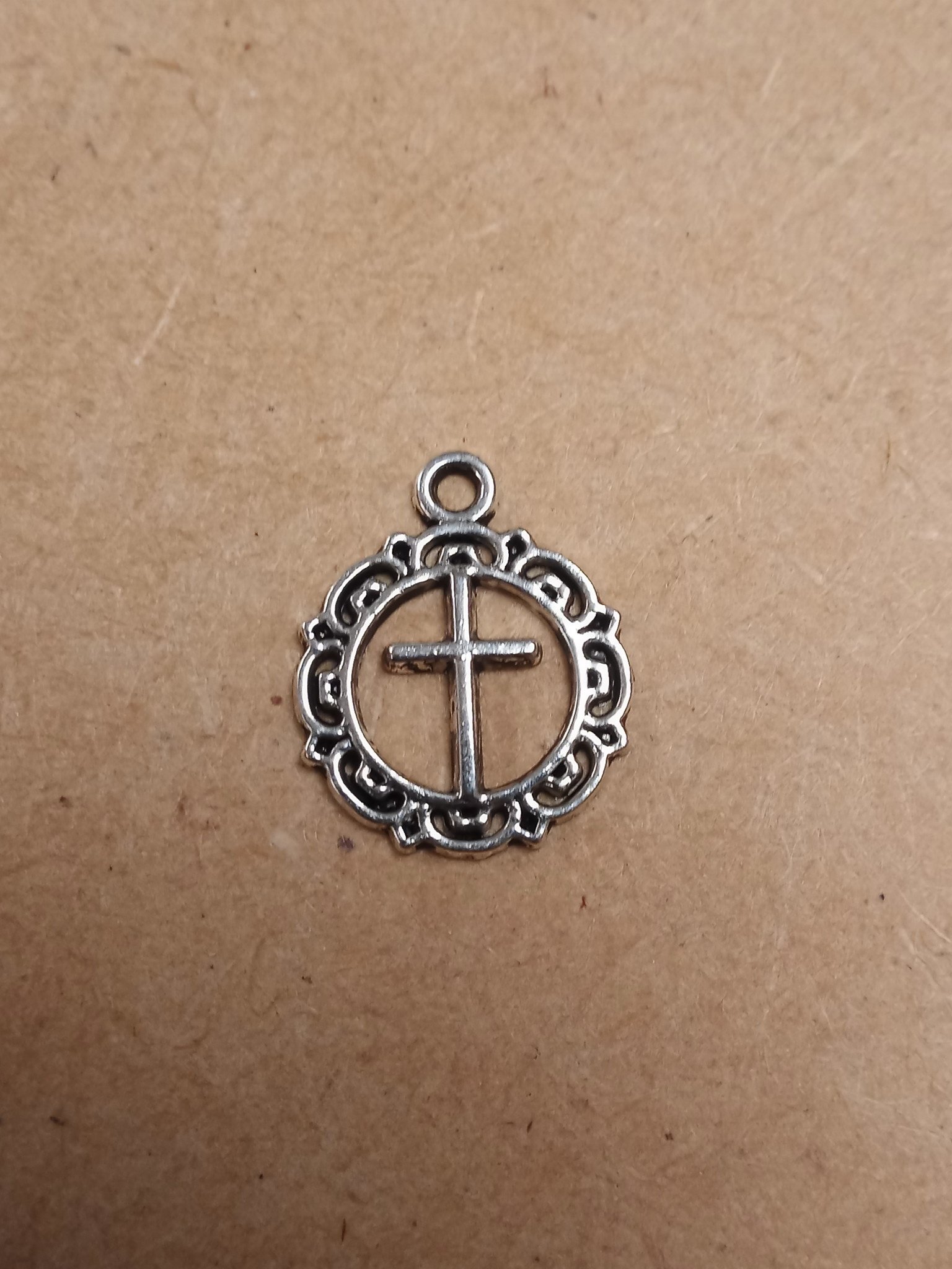 Fancy Round Cross Charm