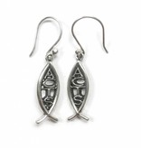 ACTS Vertical Ichthus Sterling Silver Earrings