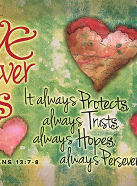 Love Never Fails Prayer Card