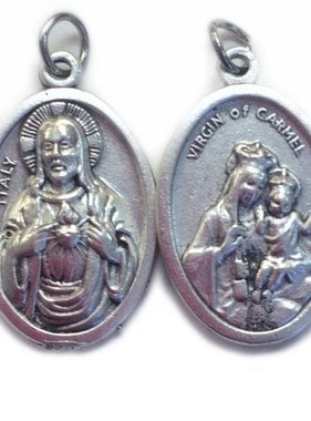 Virgen of Mt. Carmel/Sacred Heart Oxidized Medal