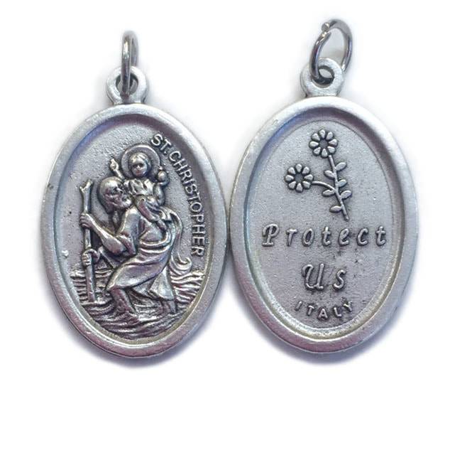 St. Christopher Oxidized Medal