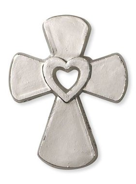 Cross with Heart Lapel Pin
