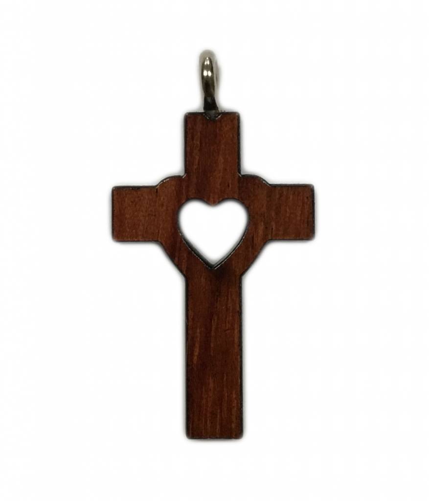 Cut-Out Heart Wood Cross w/Cord