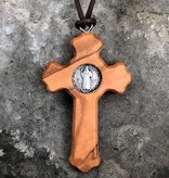 St Benedict Olive Wood Crucifix w/cord