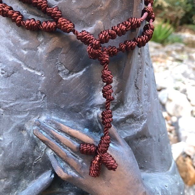 Brown Knotted Cord Rosary