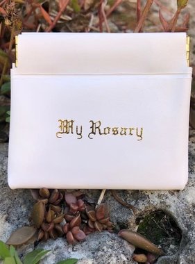 White Rosary Clutch Case