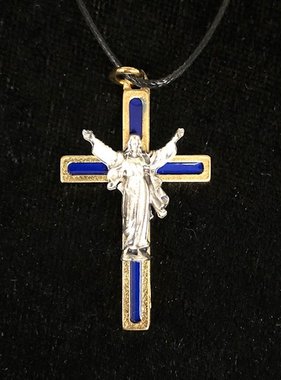 Navy Risen Christ Pendant w/Cord