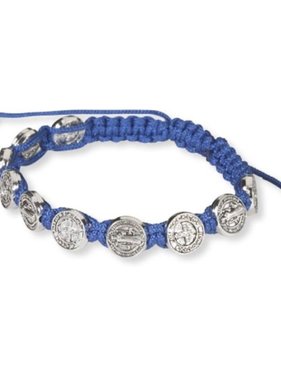 St Benedict Medals Blue Cord Bracelet