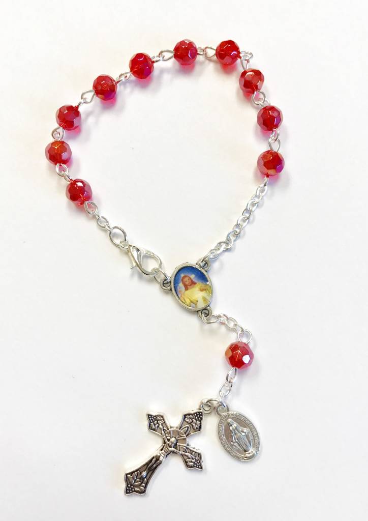 Divine Mercy Auto Rosary-Red