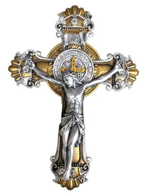 St Benedict Two-Toned Ornate Wall Crucifix