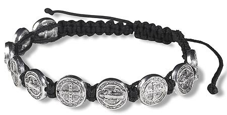 St. Benedict Black Cord Bracelet (All Medals)